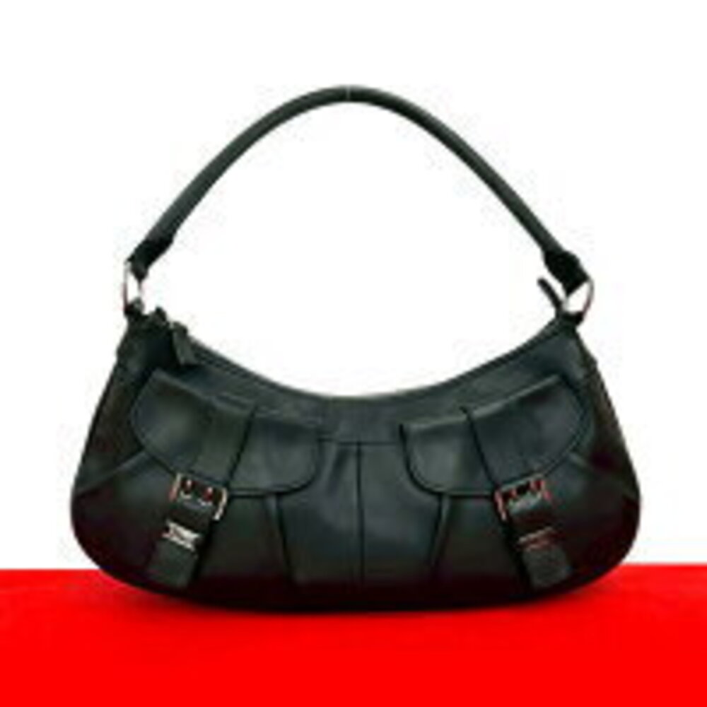 Christian Dior Leather One Shoulder Hobo Bag Handbag Logo Black